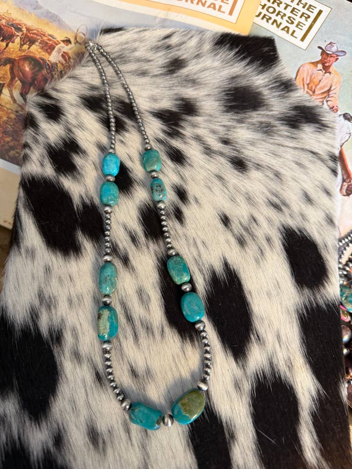 #120 Sterling Silver pearls & Genuine Turquoise chunks for wholesale by Z Bars Jewelry