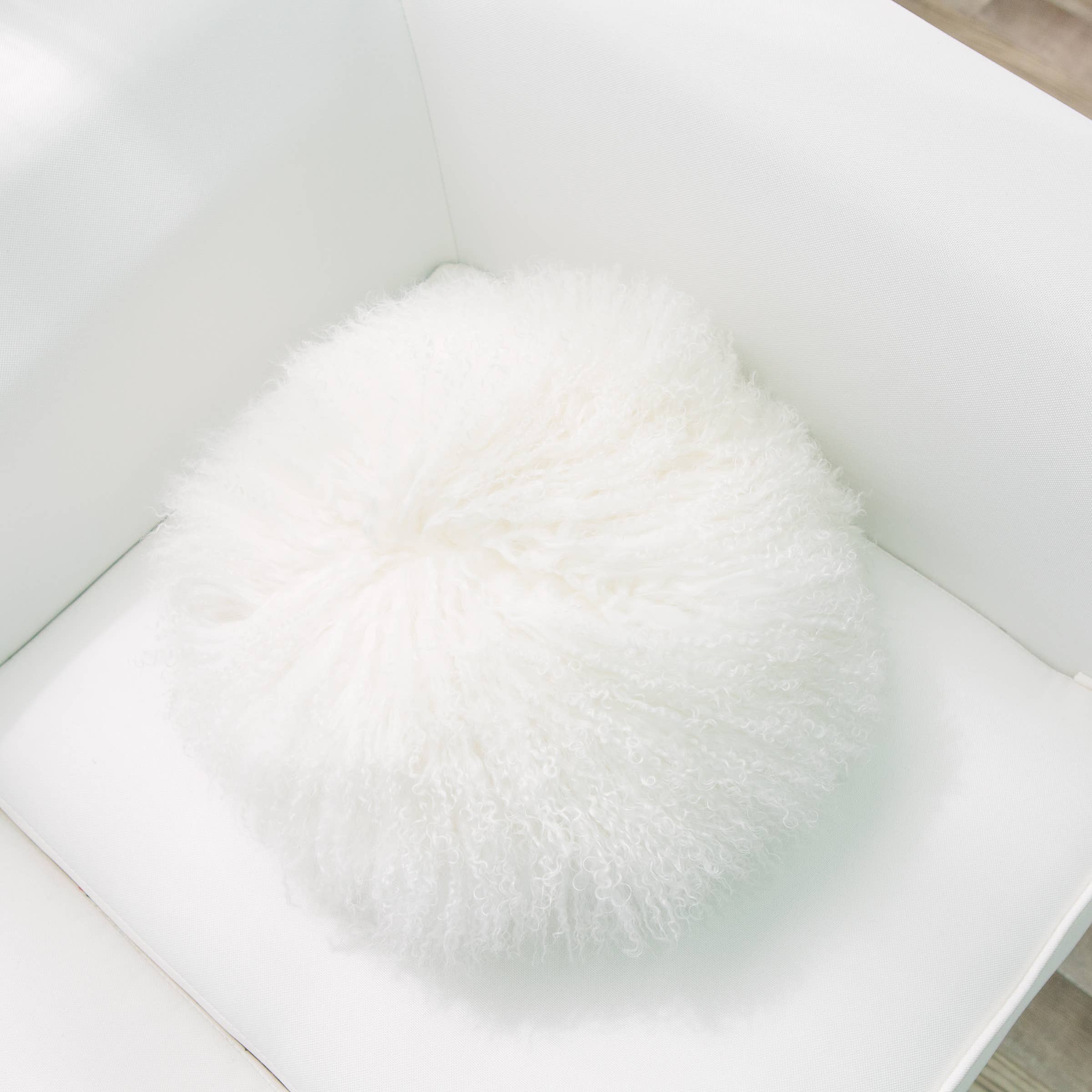 HUIRESOURCE - Vendita all'ingrosso Cuscini decorativi - Cuscino in Pelliccia di Agnello Mongolo a Forma Rotonda1