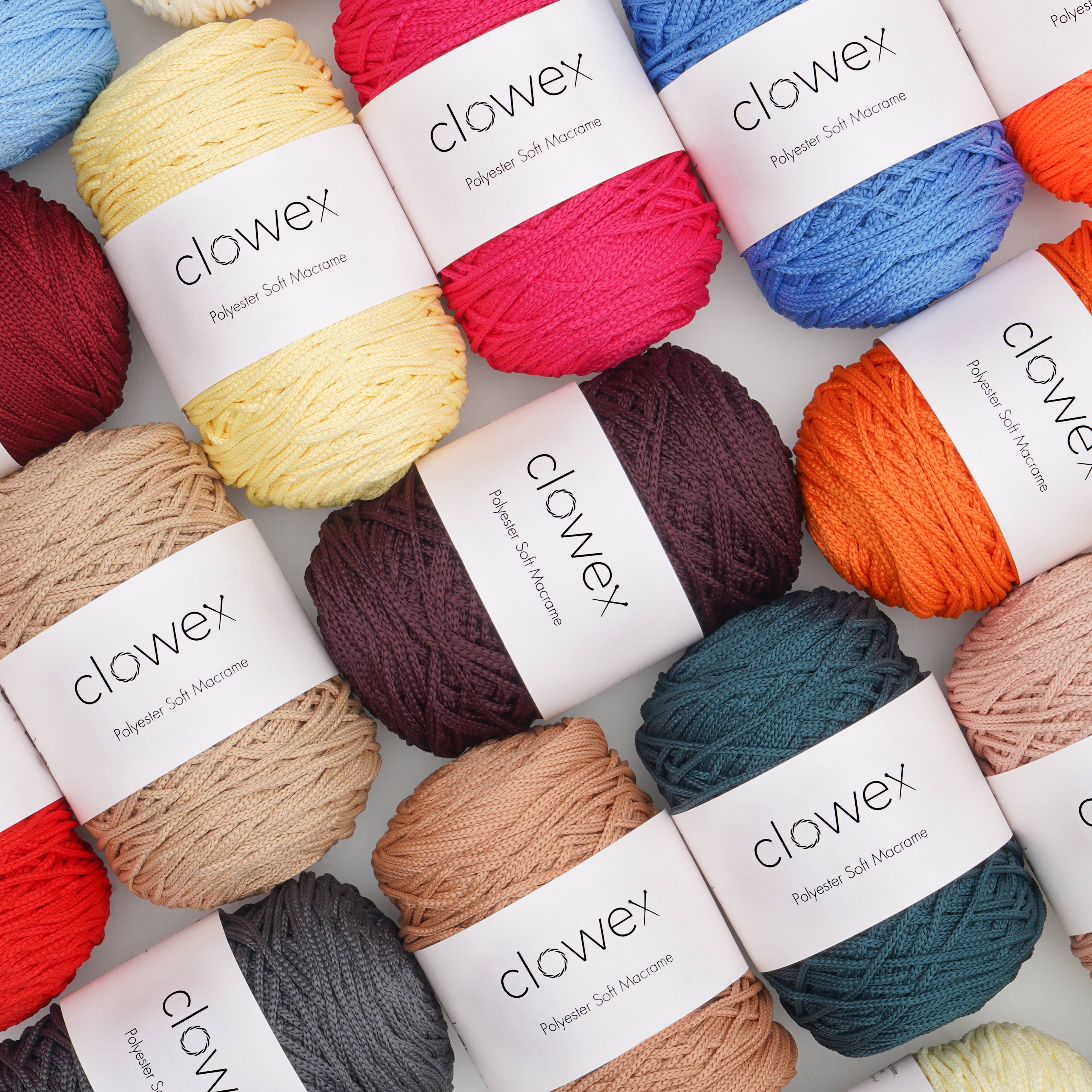 Clowex Textile LLC - Vente Fils à tricoter - Corde Macramé Douce en Polyester 2,5 mm, Fil de Corde Tressé Coloré62