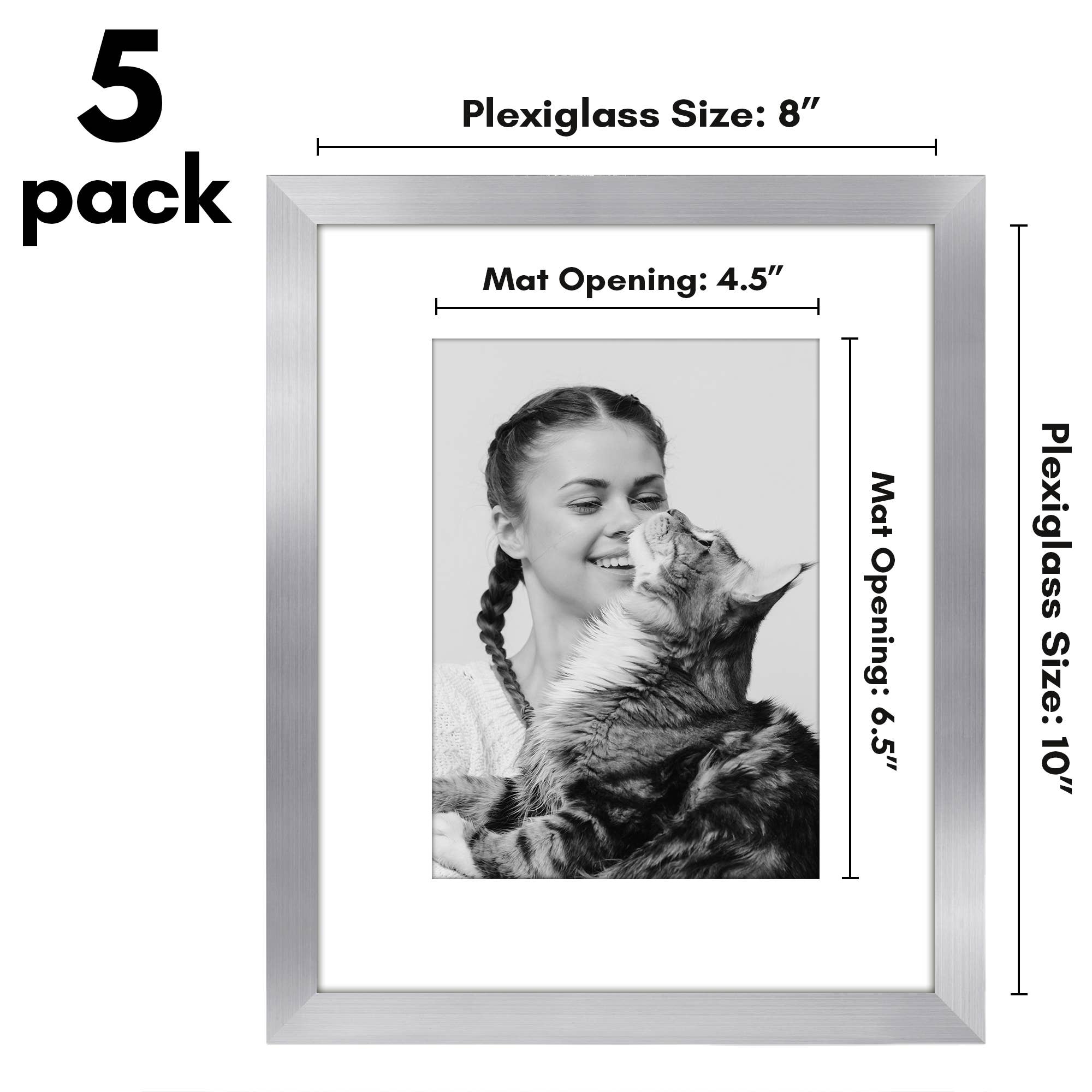 Americanflat - Wholesale Picture Frame - Americanflat 5 Pack Picture Frames With Mat Plexiglass Cover105