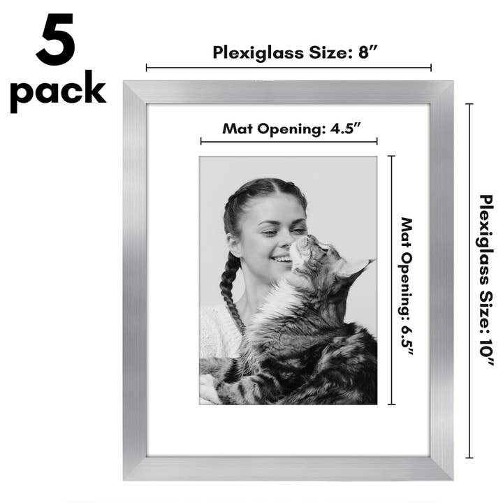 Americanflat - Wholesale Picture Frame - Americanflat 5 Pack Picture Frames With Mat Plexiglass Cover105