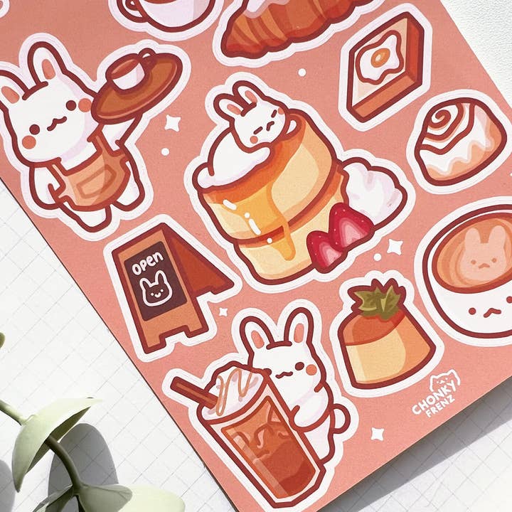 Chonky Frenz - Wholesale Sticker - Bunny Cafe Sticker Sheet1