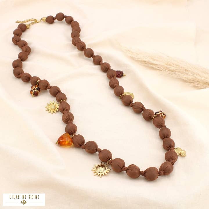 Collana lunga in acciaio inossidabile poliestere ciondolo 0125542 per la vendita all'ingrosso da parte di Lilas de Seine