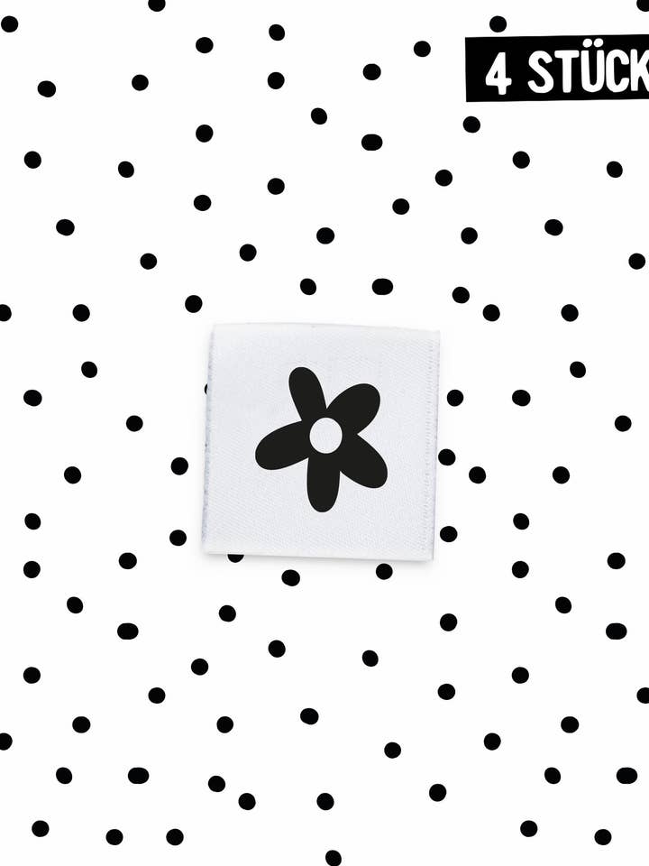Mini woven label *flowers* - pack of 4 for wholesale by Paul und Clara