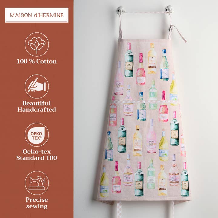 Maison d'Hermine - Wholesale Apron - Wine Apron 100% Cotton Adjustable Neck Long Ties
