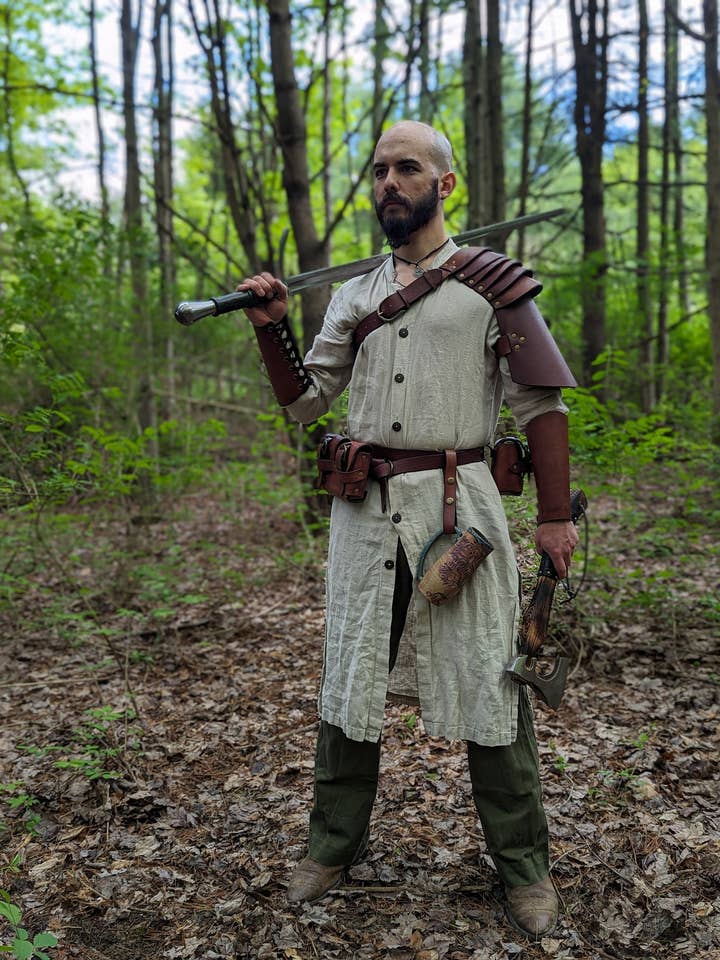 Customizable Large Leather Shoulder Armor for wholesale by Frost & Ember Creations, LLC