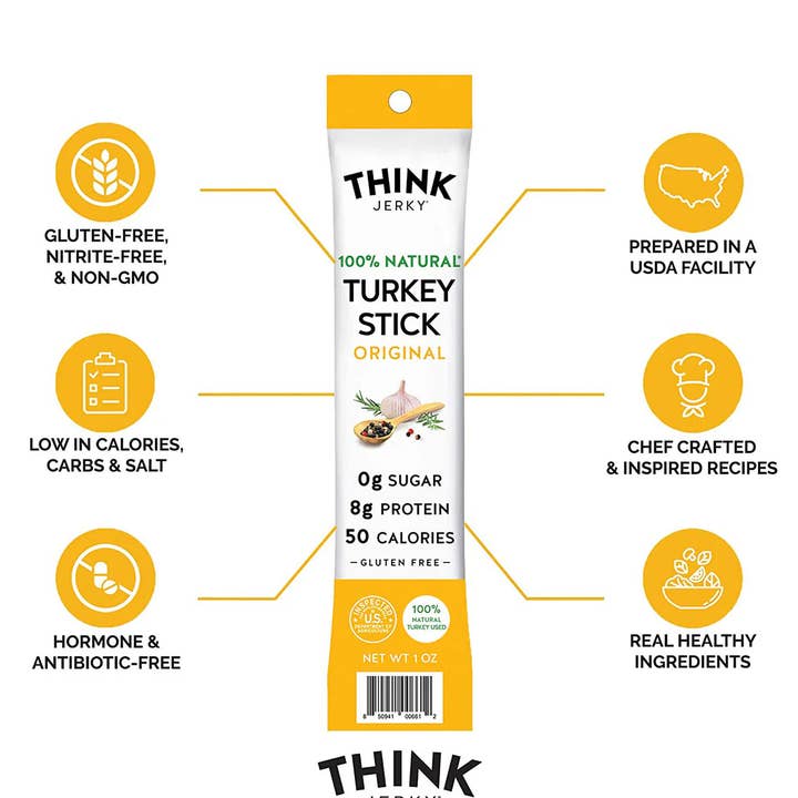 Original All-Natural Turkey Stick, 0.5oz for wholesale by Think Jerky