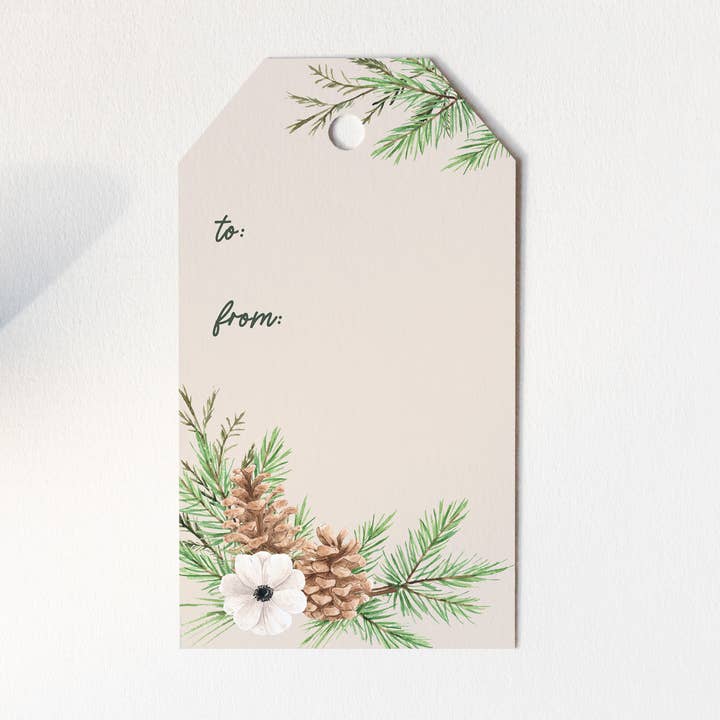 Floral Pinecone Gift Tag Set, Gift Wrap for wholesale by Isabella MG