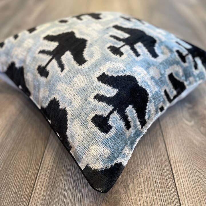 Mila∞Miro by Emelie - Wholesale Throw Pillow Cover - Velvet Ikat Cushion Butterflies | Velvet Ikat Pillow Butterflies