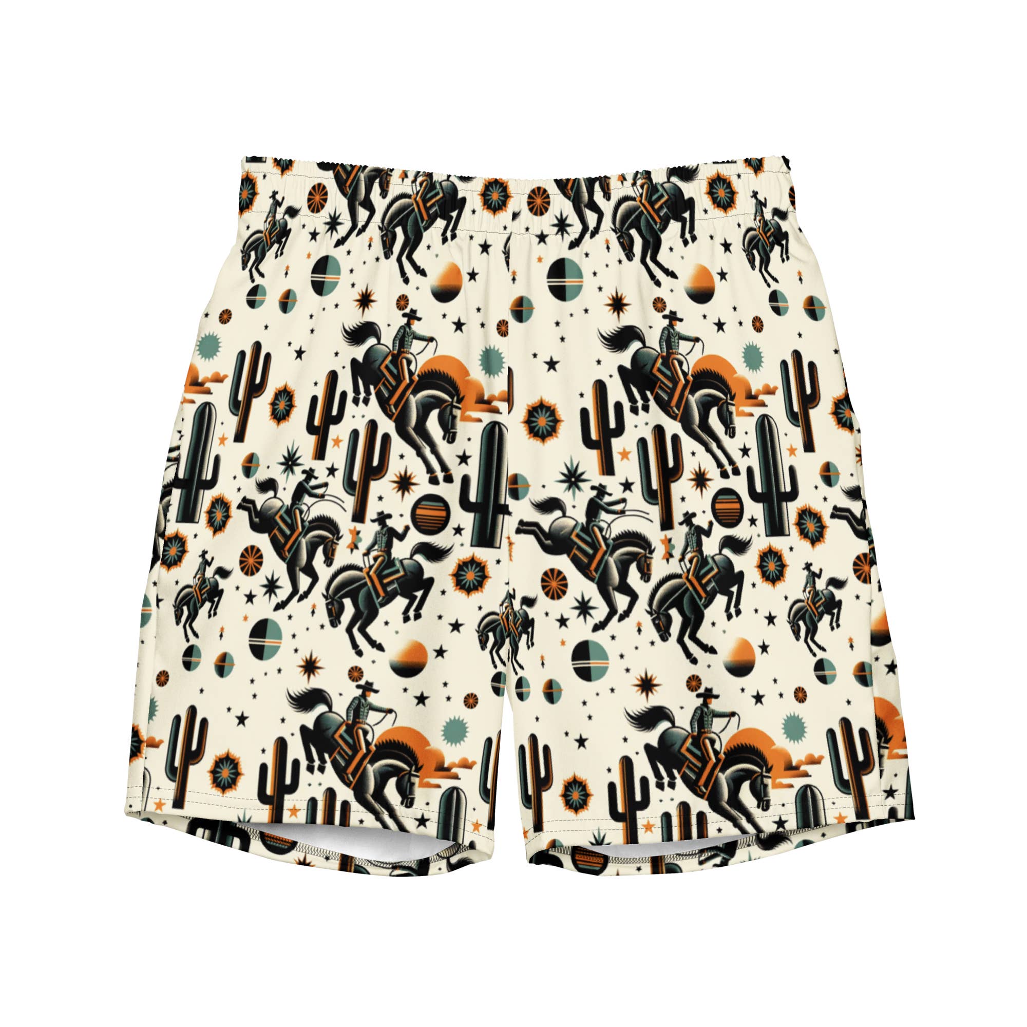 Texas Eclipse Outfitters - Wholesale Swim Shorts - Men's - Cosmic Rodeo: Bucking Space Bronco Swim Trunks