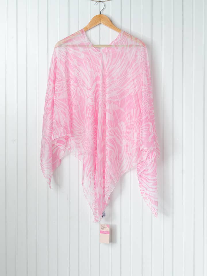 Chloe & Lex - Wholesale Poncho - Women's - Abstract Lightweight Floral Poncho2