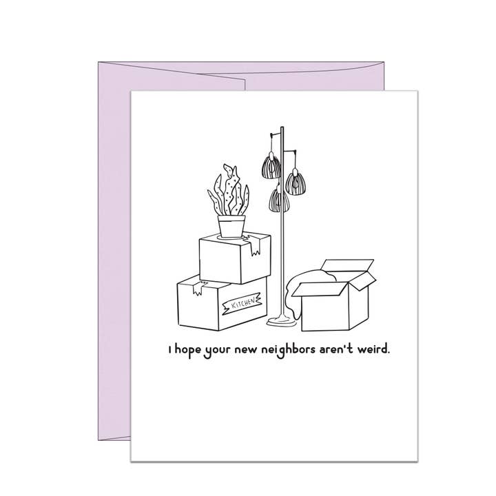 Weird Neighbors Letterpress Housewarming Card for wholesale by Stack Paper Press