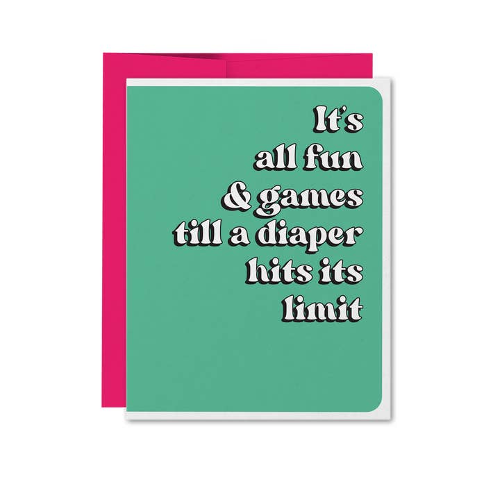 Greetings, Earthling! - Wholesale Baby Card - It's All Fun And Games Till A Diaper Hits Limit Baby Card