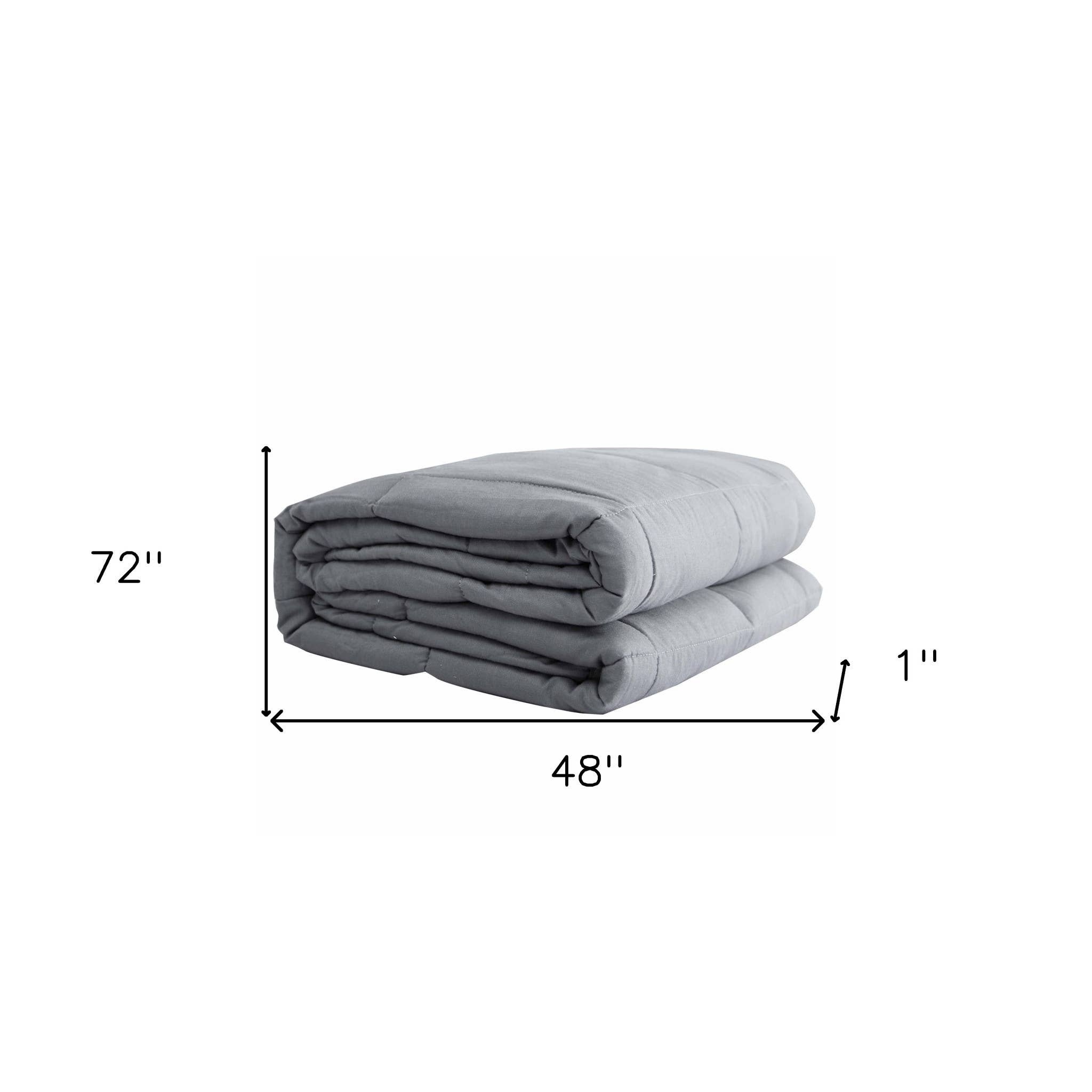 HomeRoots - Wholesale Throw Blanket - 48" X 72" Light Gray Cotton Quilted Plush 15 Pound Weighted Blanket2