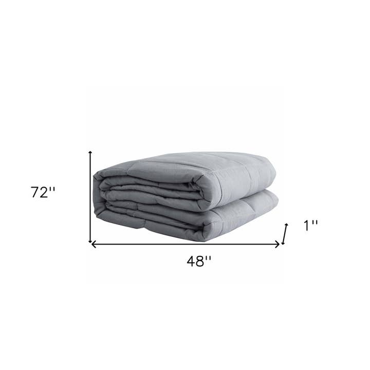 HomeRoots - Wholesale Throw Blanket - 48" X 72" Light Gray Cotton Quilted Plush 15 Pound Weighted Blanket2