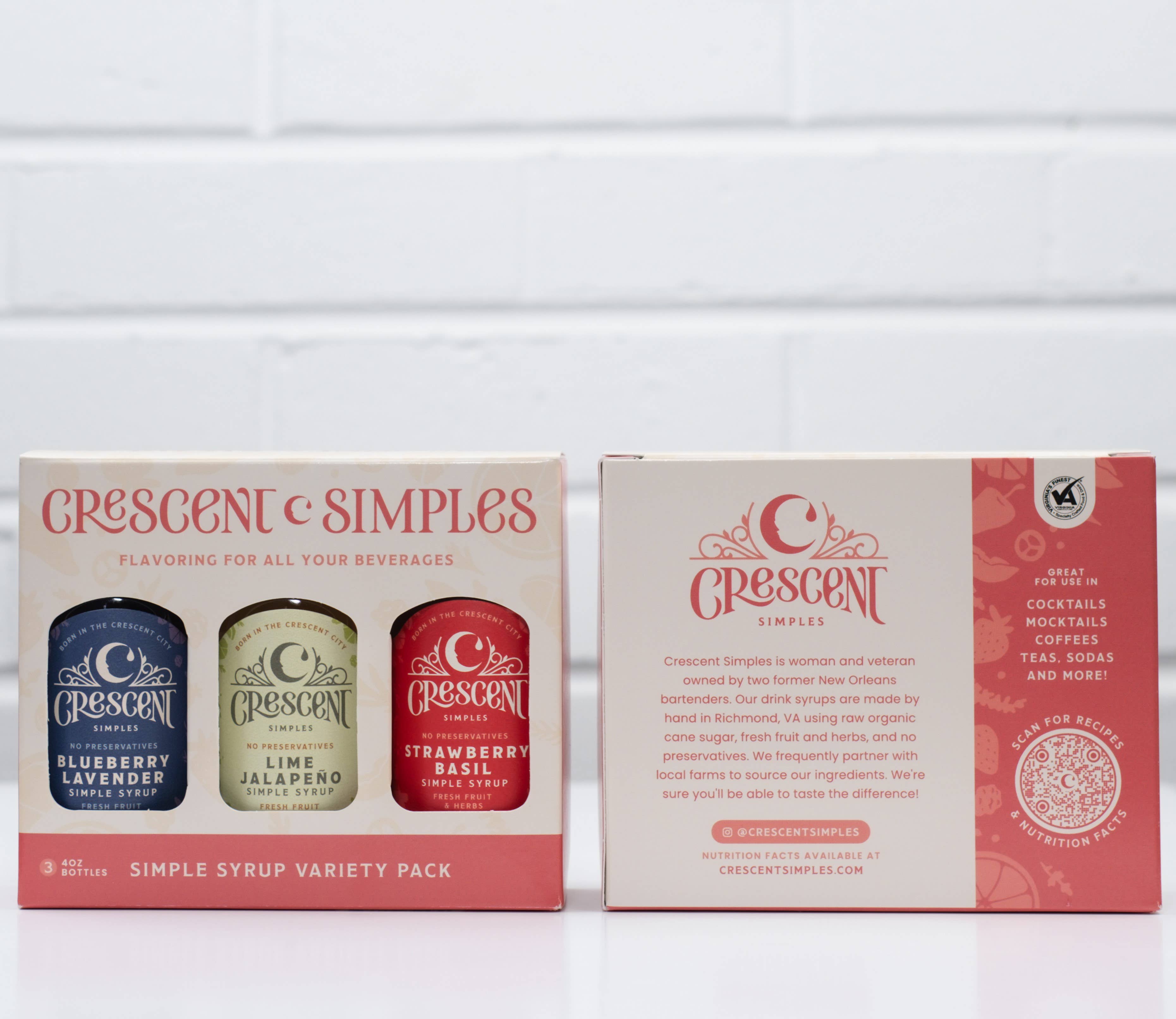 Crescent Simples - Wholesale Cocktail Mix/Syrup - Simple Syrup 3-Pack Gift Box1