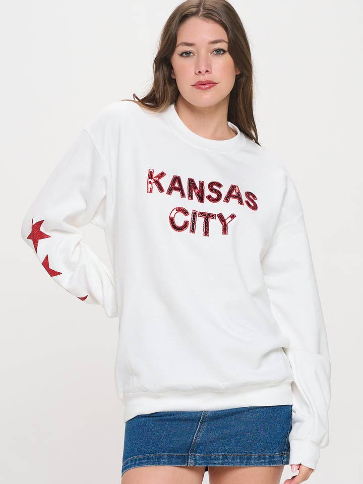 Locale - Wholesale Sweatshirt - Dames - Kansas City Star sweatshirt met lovertjes4