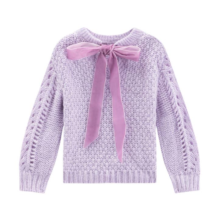 Jersey de mezcla de lana con lazo en la espalda lila para venta al por mayor de iMiN Kids