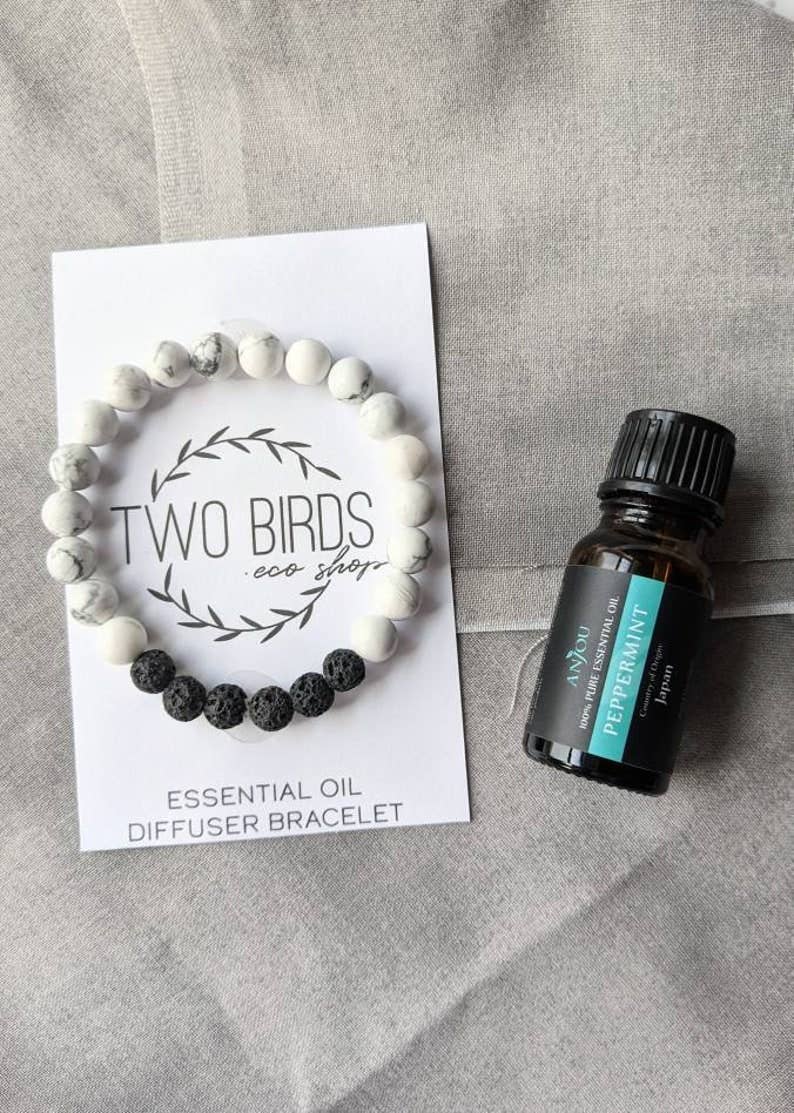 Two Birds Eco Shop - Wholesale Aromatherapy Bracelet - Marble Howlite & Lava Rock Diffuser Bracelet2