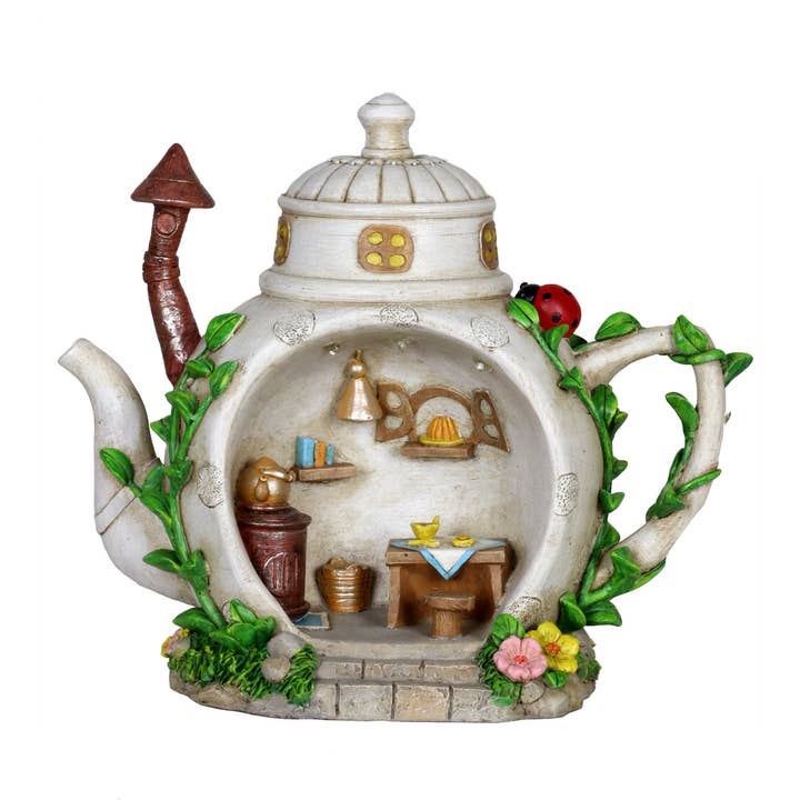Exhart - Wholesale Outdoor Ornament/Decor - Solar Teapot Fairy House