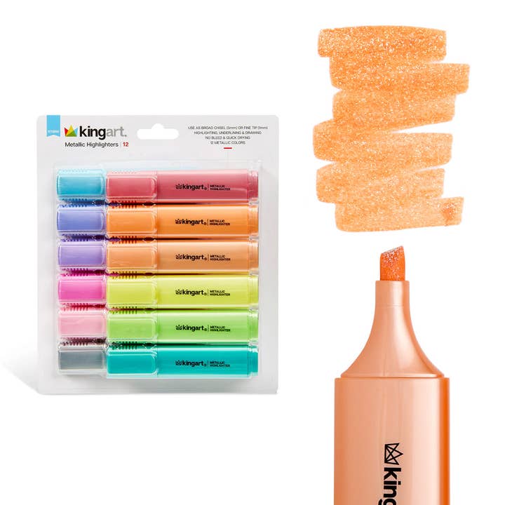 KINGART - Wholesale Highlighter - Highlighters 12 Metallic Colors