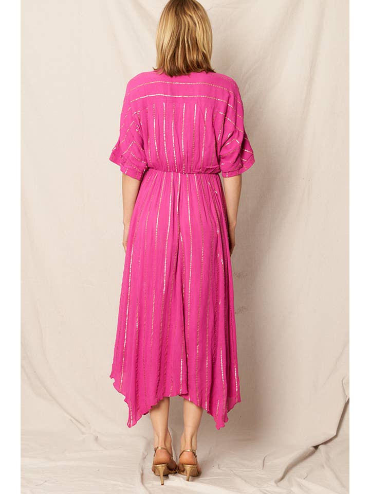 En Crème - Vente Robe – femme - Robe midi rayée à sequins4