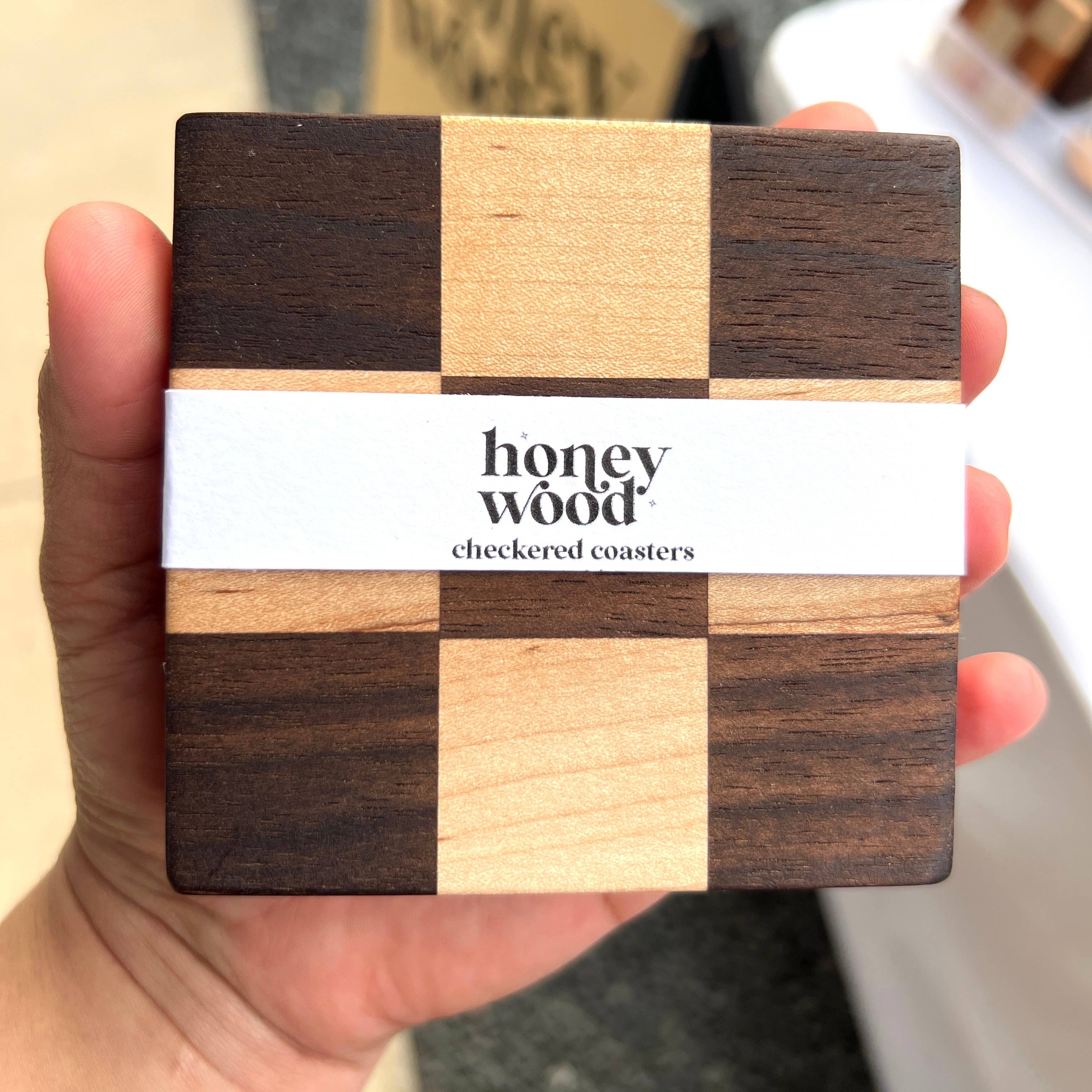 Honeywood - Wholesale Coasters - Chelsea Handcrafted Jumbo Wood Coaster Set1