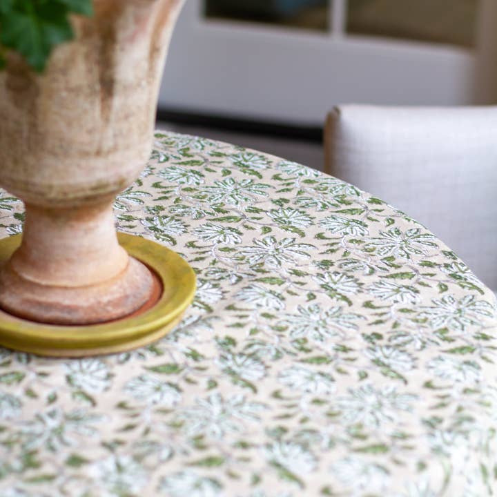 Christina Dickson Home - Wholesale Tablecloth - Woven Floral in Olive Tablecloth