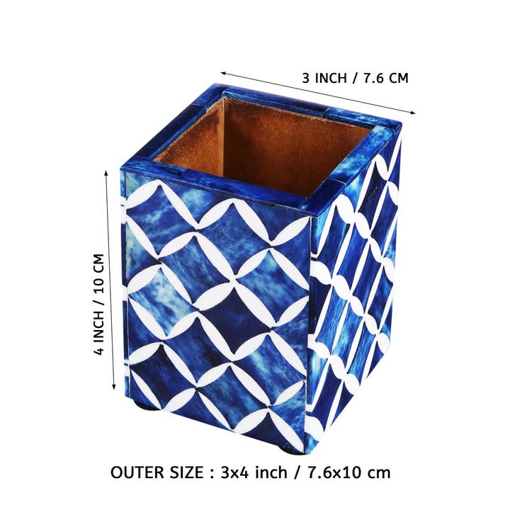 Muqeem & Brothers - Wholesale Pen & Pencil Holder - 3x4 Pen & Pencil Holder Mosaic Star - in Blue, Grey