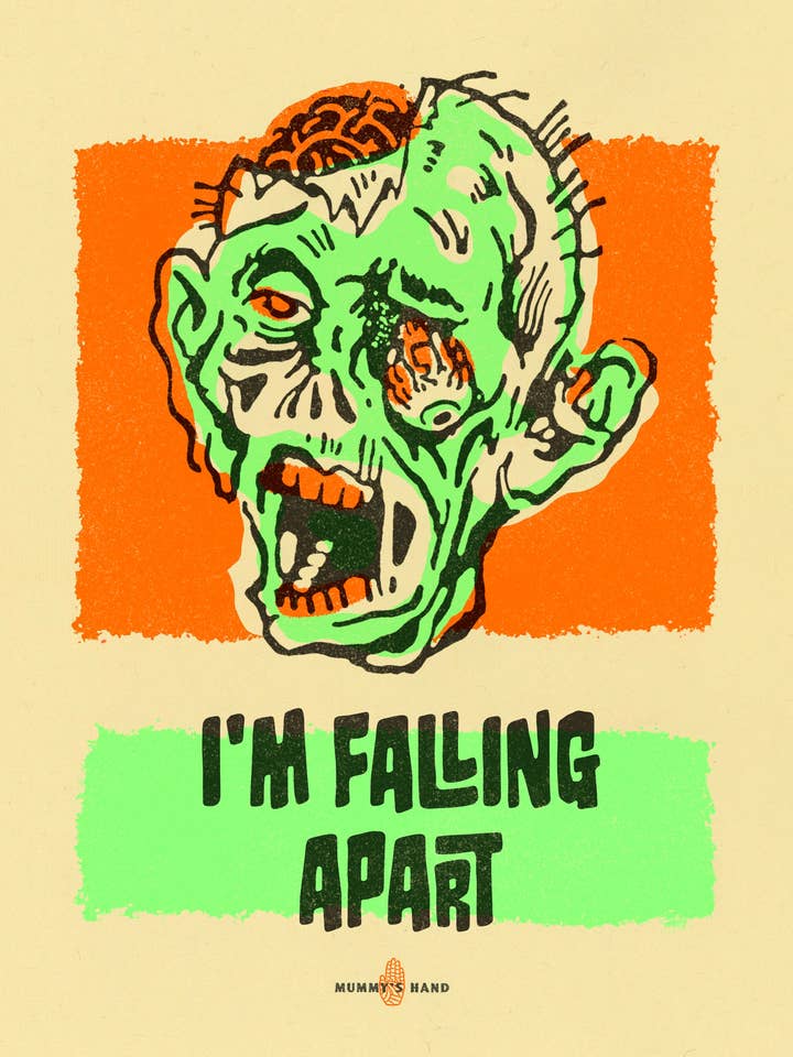Zombie in Therapy Limited Edition 3-Color Riso Print for wholesale by Mummy's Hand
