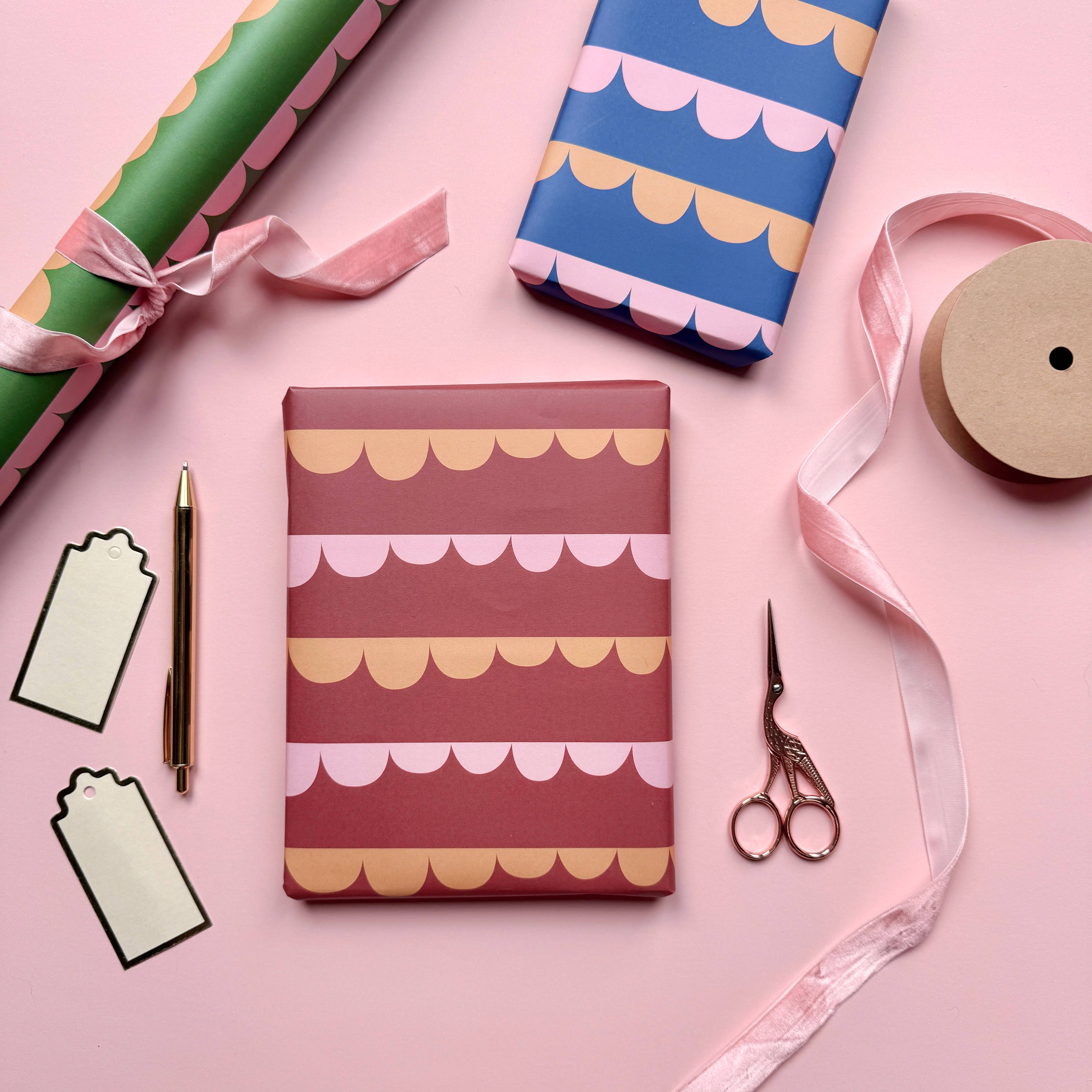 Heather Alstead Design Ltd - Wholesale Flat Wrap - Luxury Scallop Pattern Wrapping Paper 8