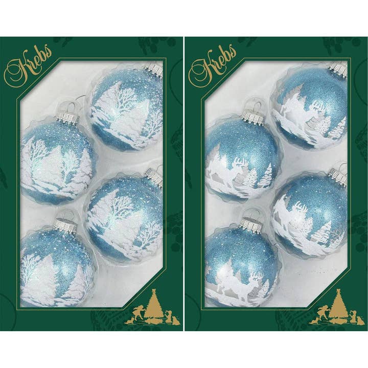 Promo Krebs Blue Sparkle 2 5/8" (67mm) Glass Ball Festive Tr for wholesale by The Gerson Companies