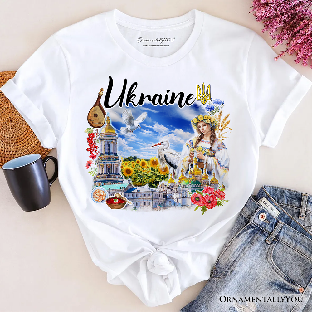 White Artistic Ukraine Vintage T-Shirt, Traditional Tee for wholesale on Faire0