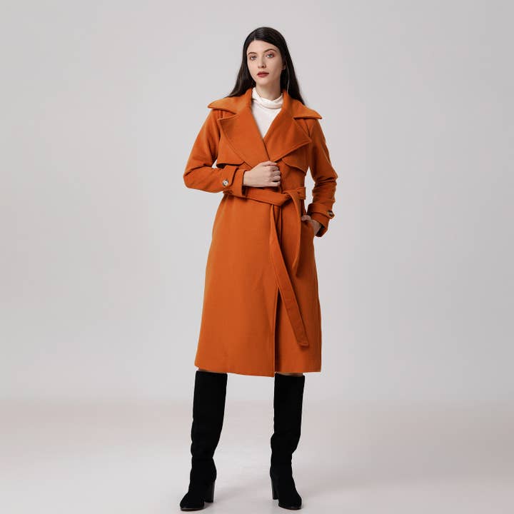 Smart and Joy - Wholesale Trench Coat - Women's - Wool coat with wide shutters16