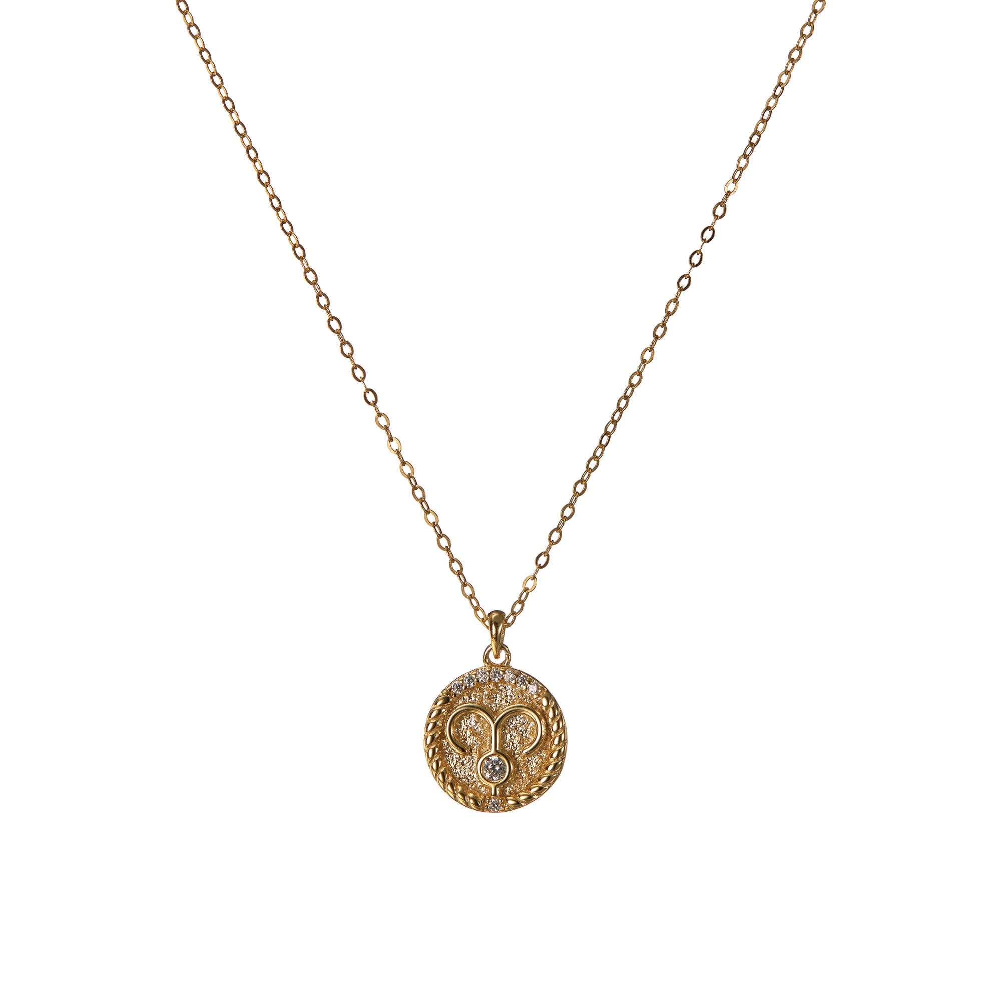 Perimade & Co. LLC - Wholesale Pendant/Charm Necklace - Gold Zodiac Sign Disc Charm Necklace in 925 Sterling Silver13