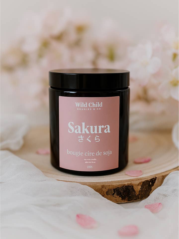 “Sakura” - Natural scented candle - 25H for wholesale by WILD CHILD Bougies & Co