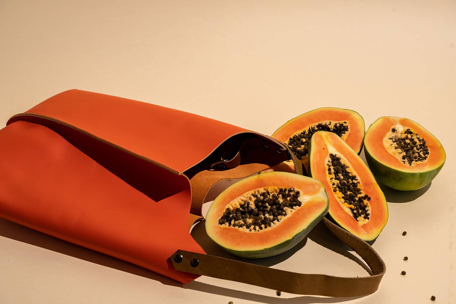 REMOVED BRAND - Wholesale Tote Bag - Women's - Leather Wedge Tote 16inch Papaya orange8