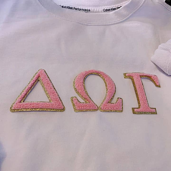 Chicbaby LLC - Wholesale Patch - 3 inch Iron on Greek letter, Pink, Chenille Letter, Sorority2