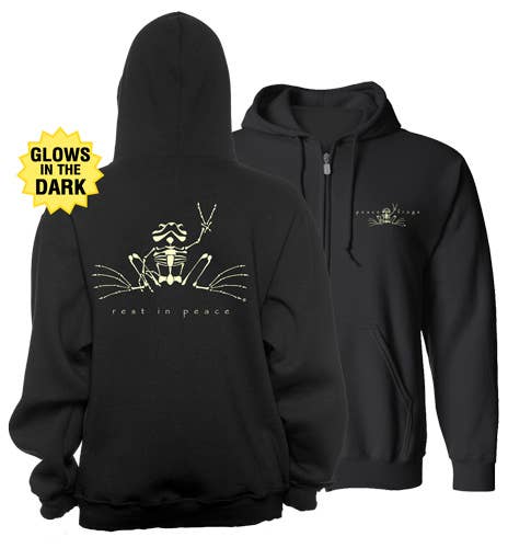 Black Rest in Peace Adult Full Zip Hooded Sweatshirt for wholesale on Faire0