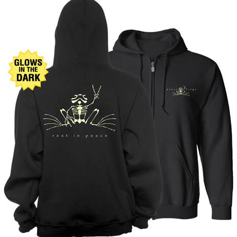 Black Rest in Peace Adult Full Zip Hooded Sweatshirt for wholesale on Faire0