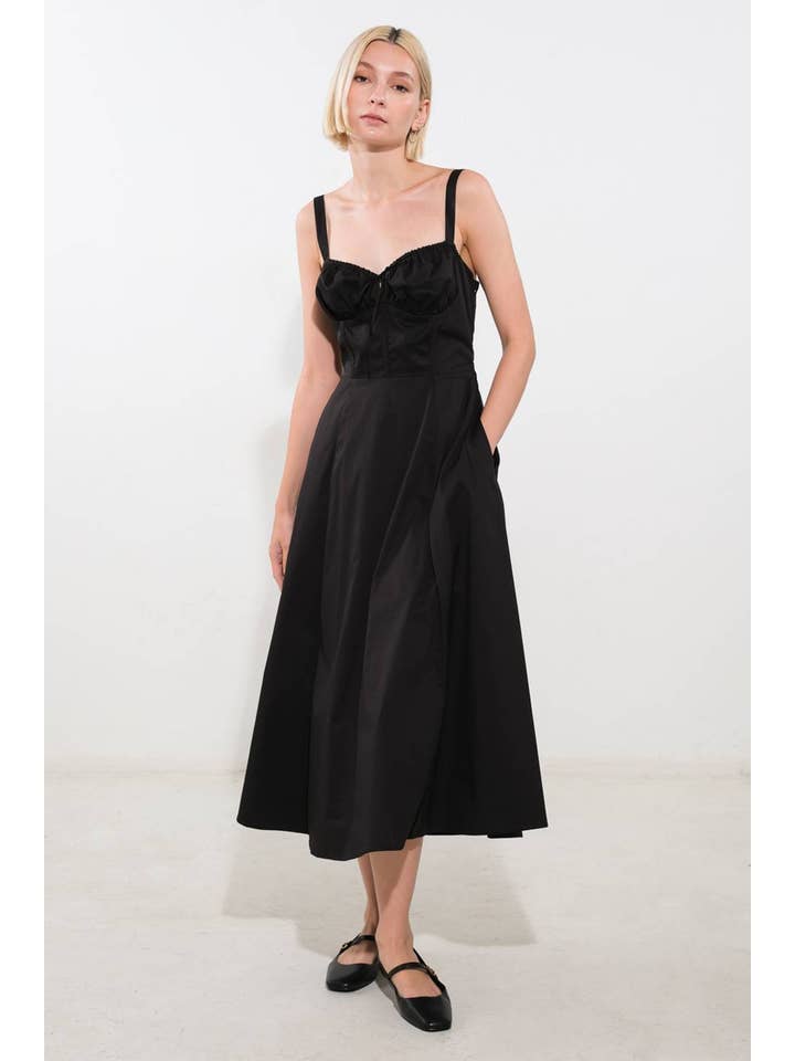 FLYING TOMATO - Wholesale Dress - Women's - A solid woven midi dress - FD1169