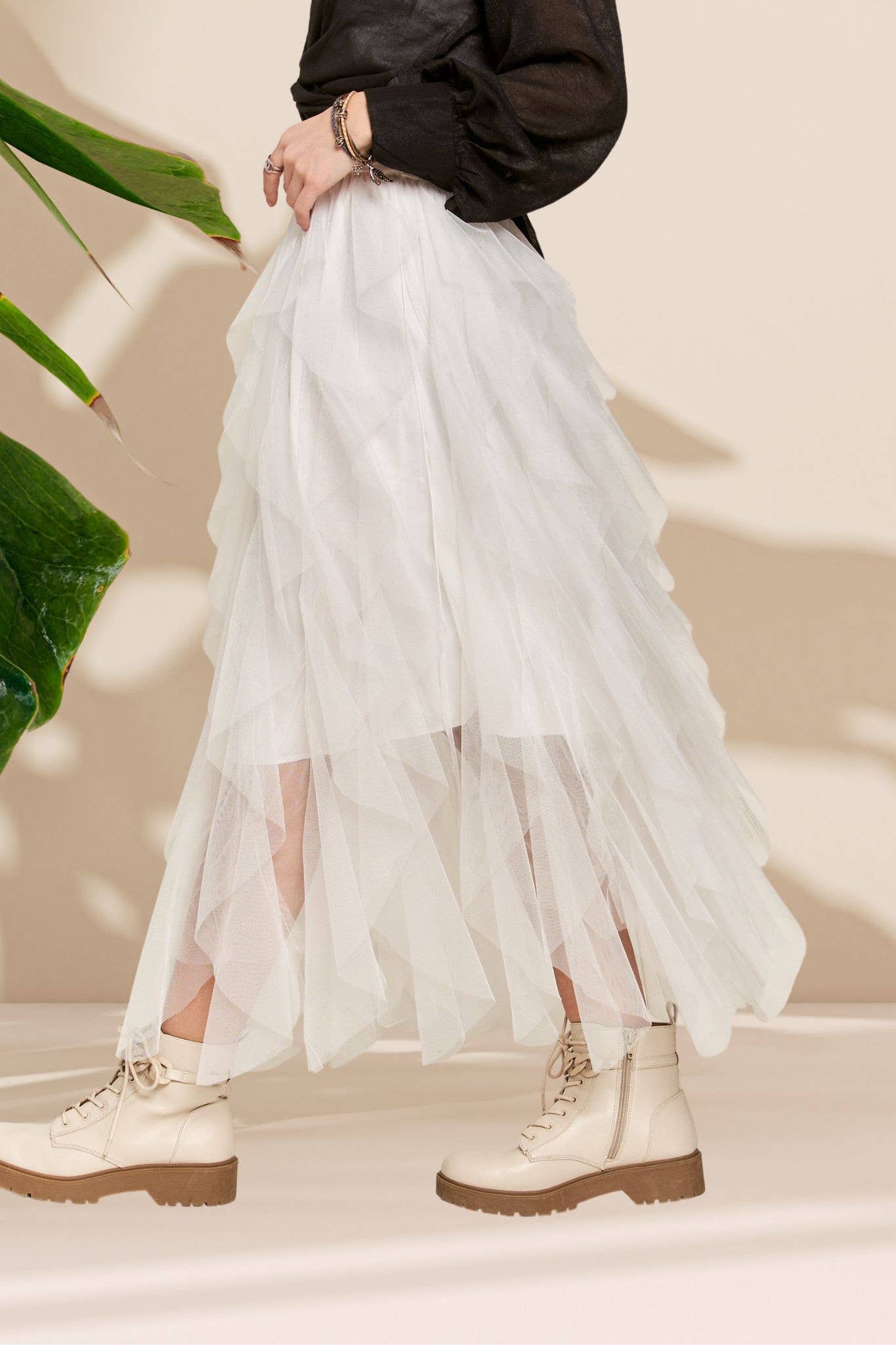 ADORA LA - Wholesale Skirt - Women's - CES3310 - RUFFLED TULLE MIDI SKIRT7