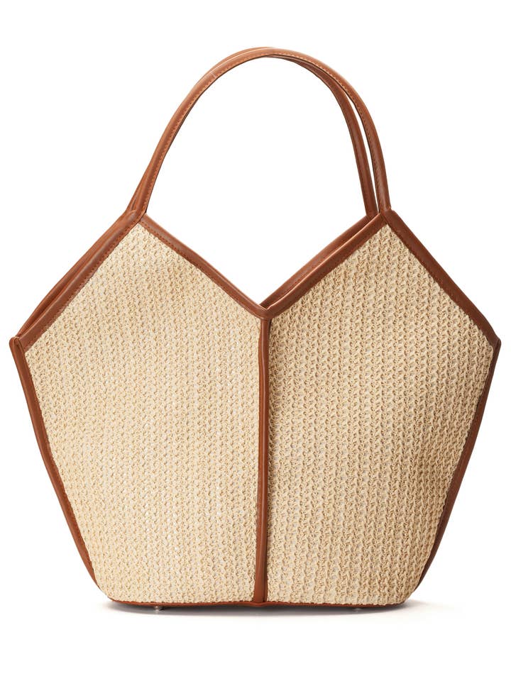 Tatum Raffia Paper Straw Shoulder Bag Cream Tan X for wholesale by Gio&Mi,Goyet