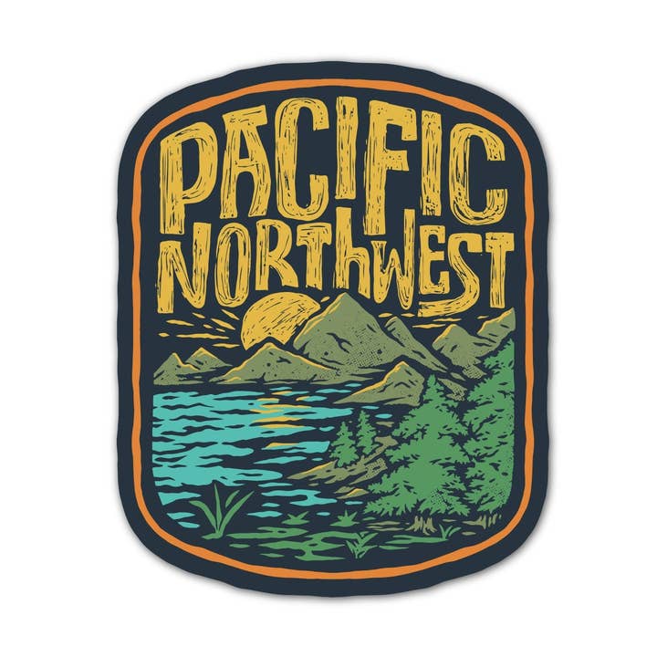 Pacific Northwest Vintage Outdoor Badge Sticker for wholesale by IdaWholesale