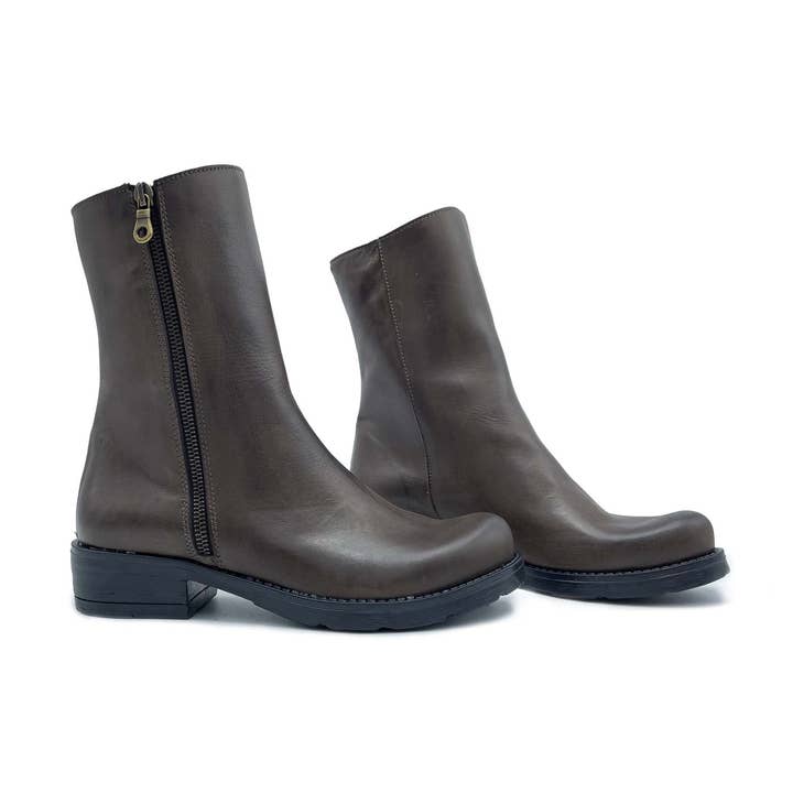 Fall Winter Women's dark brown leather ankle boot for wholesale by WALKING NOW SRL