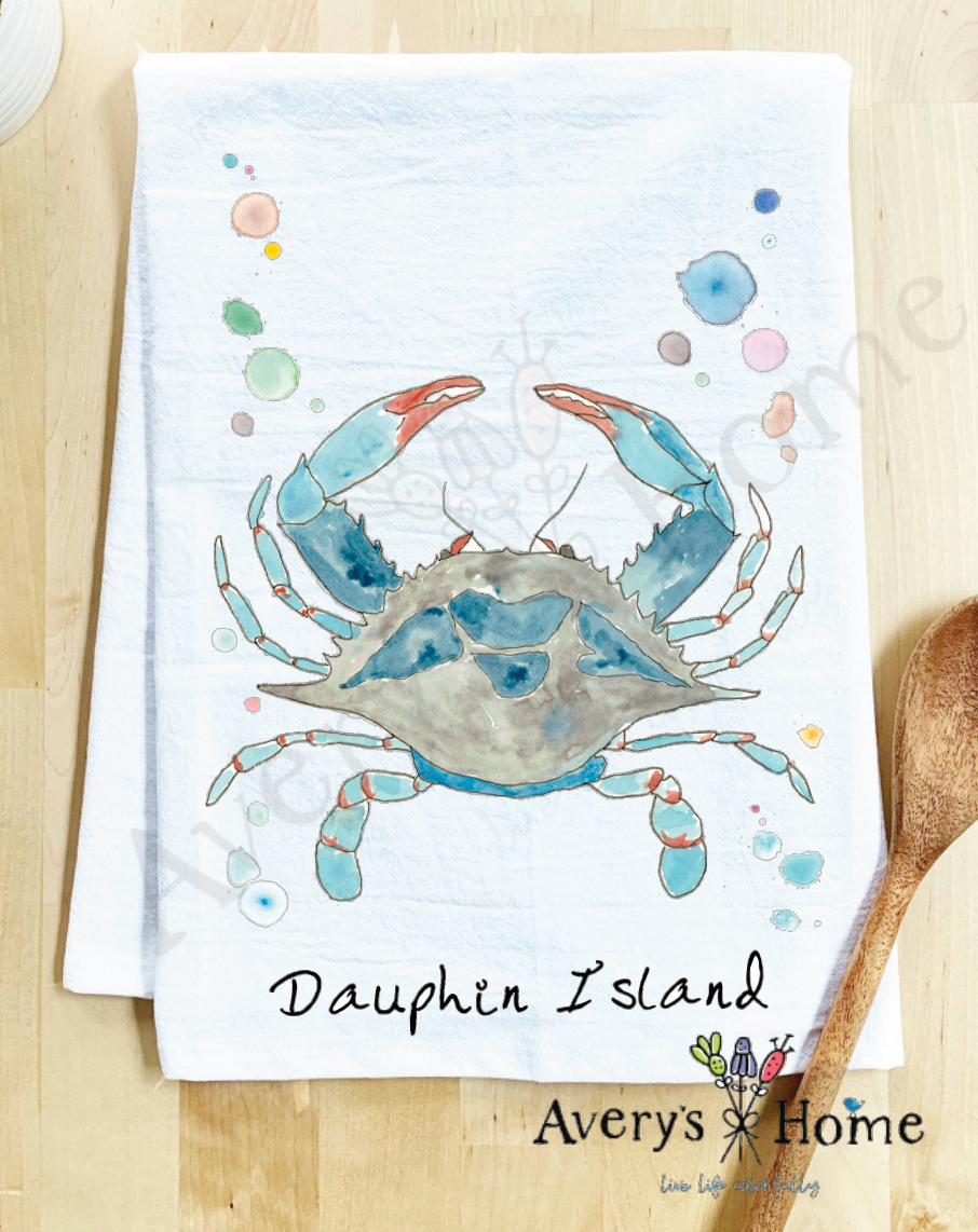 Avery's Home - Wholesale Tea Towel - Blue Crab Ocean Customizable Coastal Tea Towel11