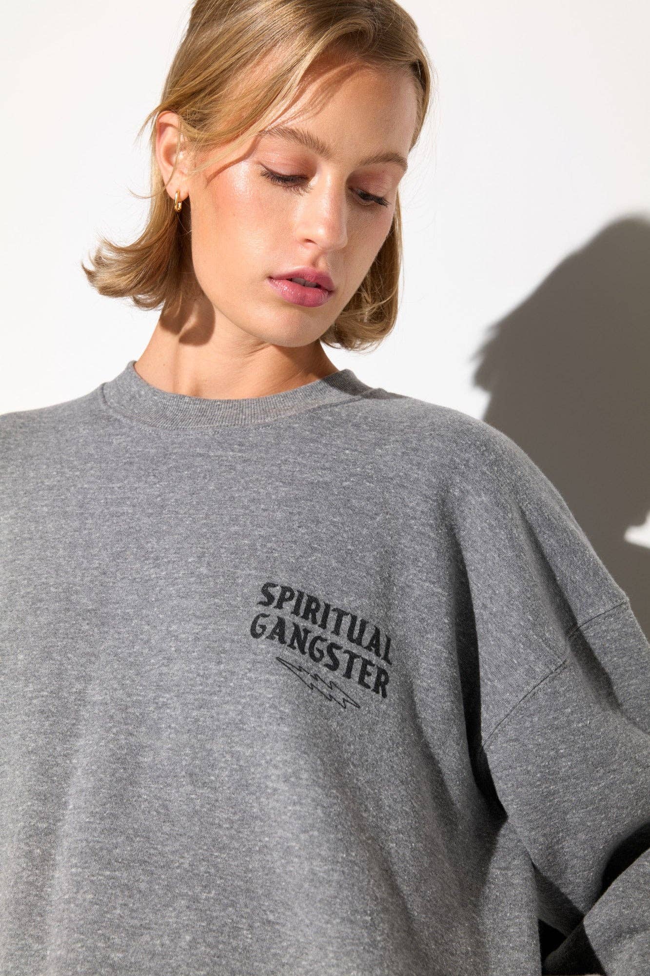 HEATHER GREY El Tigre Bex High-Low Crew for wholesale on Faire6