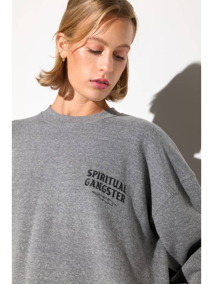 HEATHER GREY El Tigre Bex High-Low Crew for wholesale on Faire6