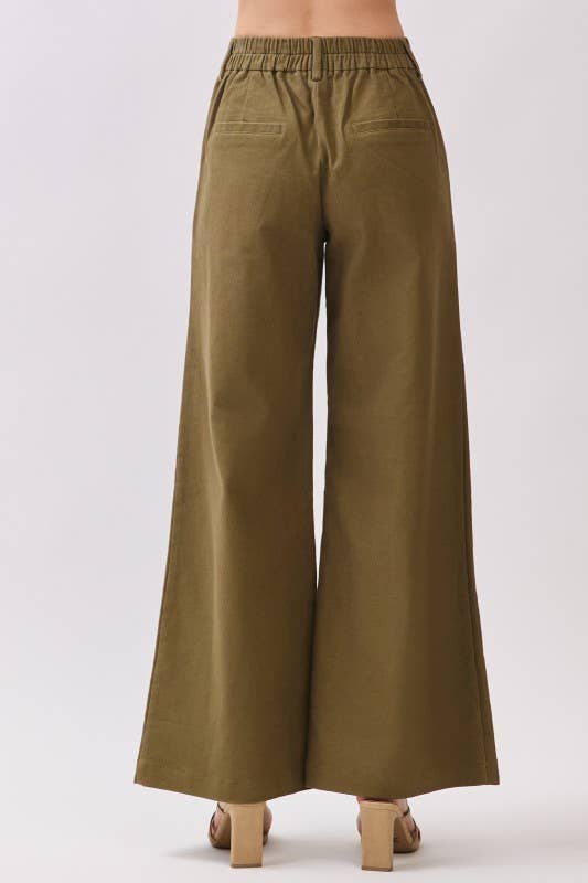 Final Touch - Vendita all'ingrosso Pantalone - Donna - Pantaloni a Gamba Larga in Twill Elasticizzato con Tasche Applicate - VP70303B2