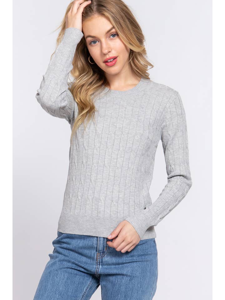 42POPS - Wholesale Pullover-trui - Dames - ... SI-24992 AANSLUITENDE LANGE KABELTRUI MET RONDE HALS4